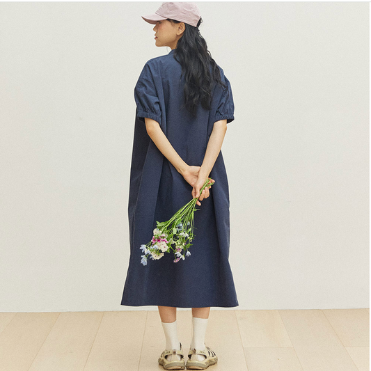 Kappy Design Band Collar Dress Navy