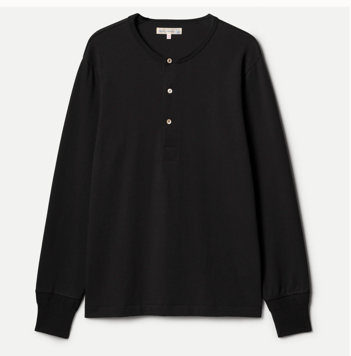 Merz b. Schwanen 2M206 LS Refined Fit Henley Deep Black