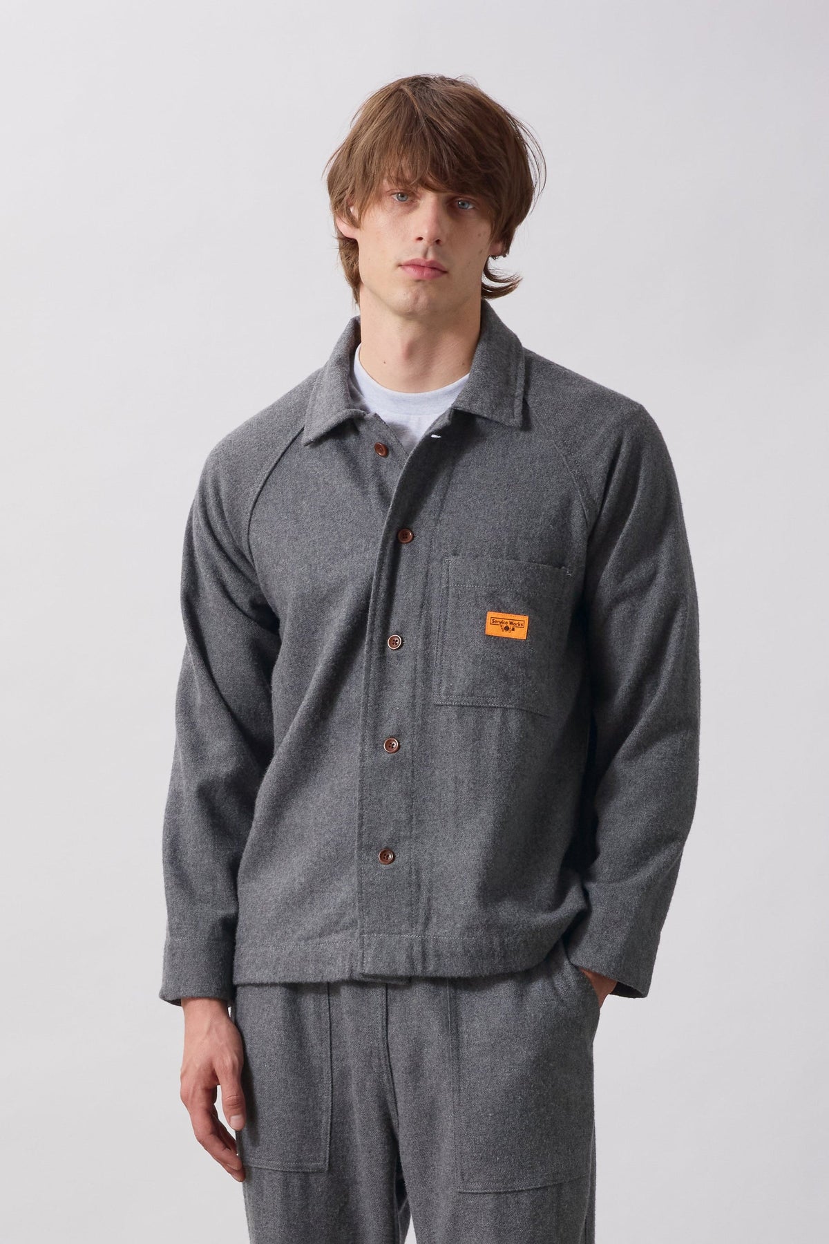 Service Works Flannel FOH Overshirt Charcoal