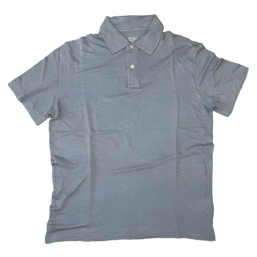 Hartford SS Knitted Linen Polo Storm Blue