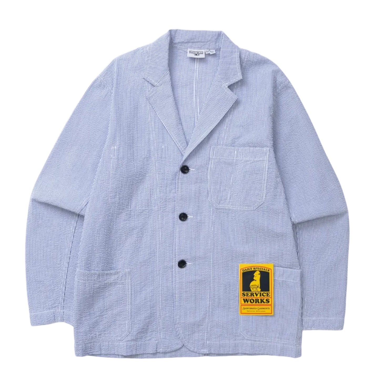 Service Works Seersucker Server Suit Jacket Navy Stripe