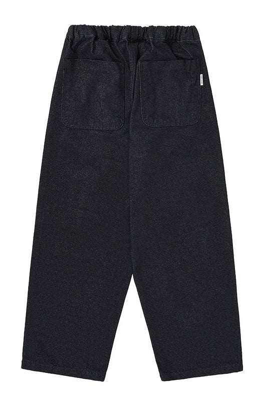 Kappy Two Tuck Wide Denim Pants Deep Indigo