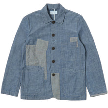 Load image into Gallery viewer, Universal Works Chambray / Hickory Patched Bakers Jacket Indigo
