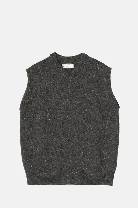 Universal Works Wool Fleck Sweater Vest Black
