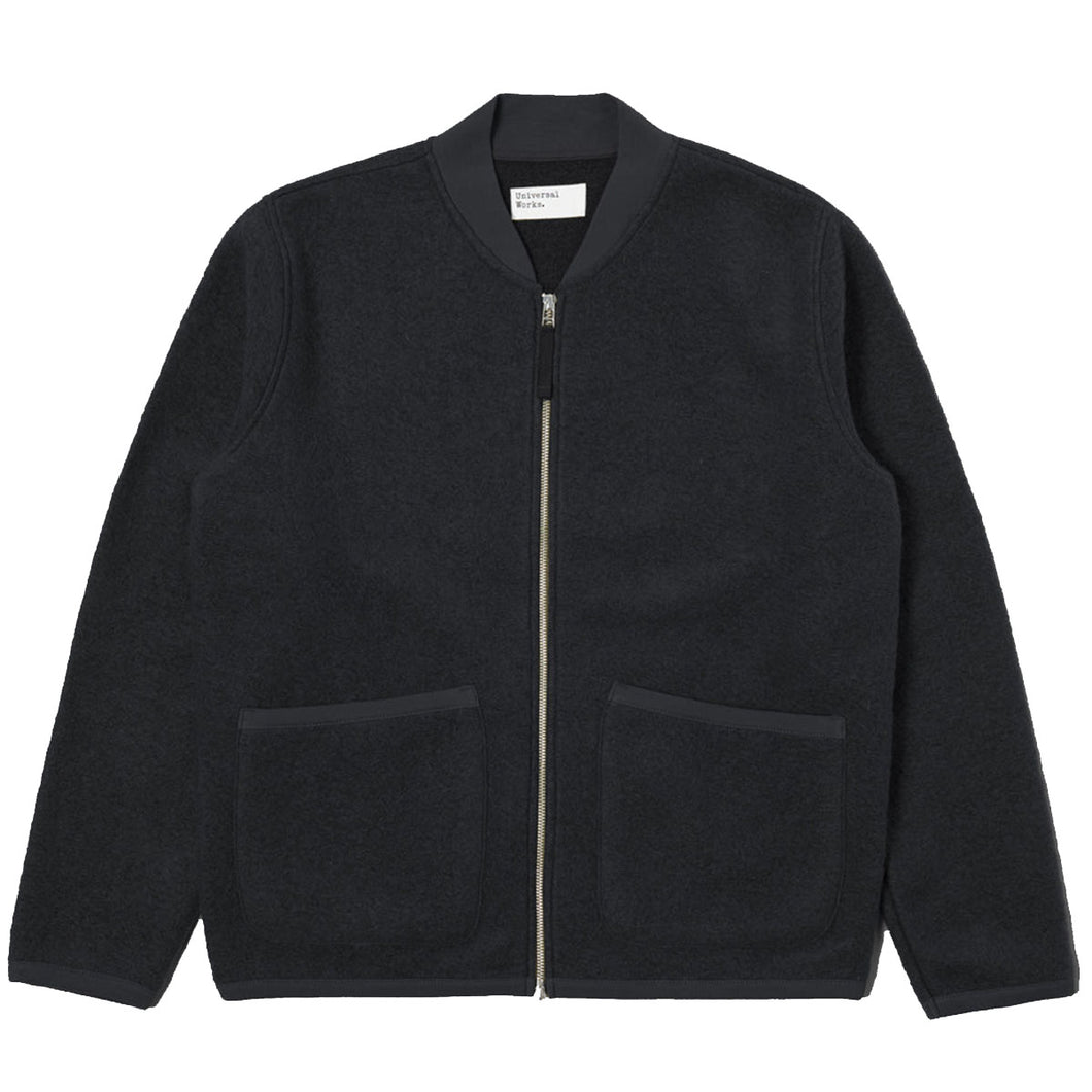 Universal Works Wool Fleece Zip Bomber Black