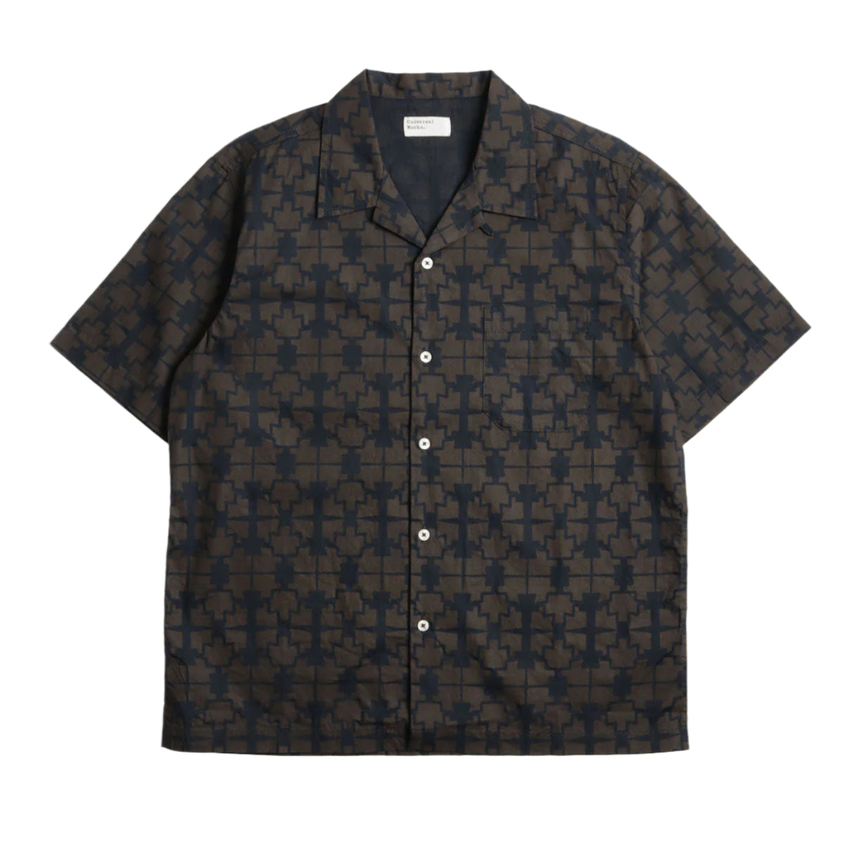 Universal Works Road Shirt Mitla Print Navy