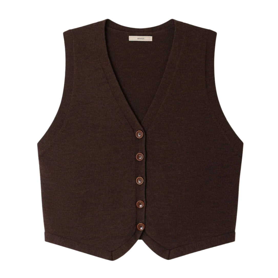 Sessun Giancarlo Sleeveless Cardigan Coffea
