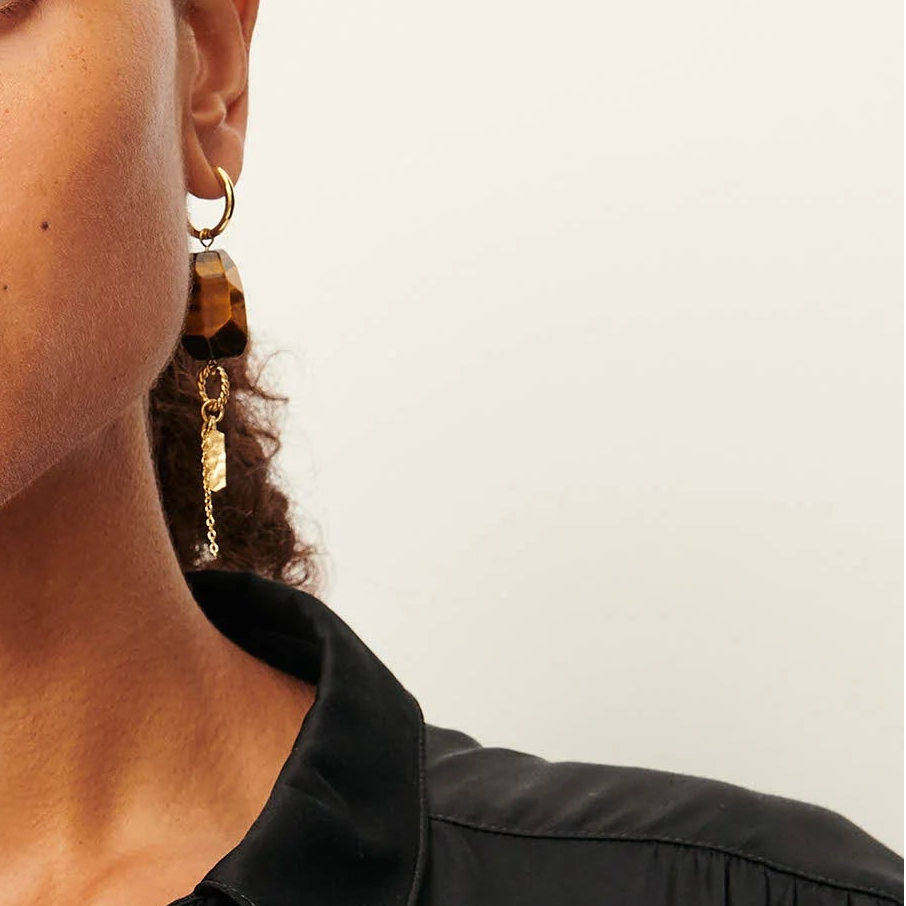 Sessun Toti Stone Earrings Tiger Blue