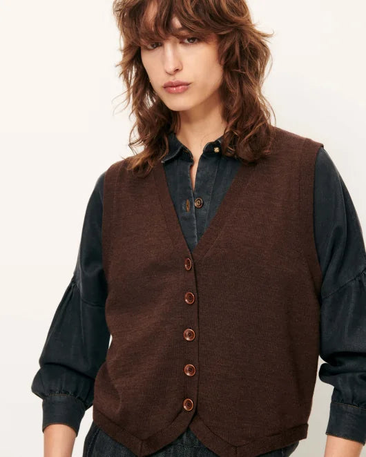 Sessun Giancarlo Sleeveless Cardigan Coffea