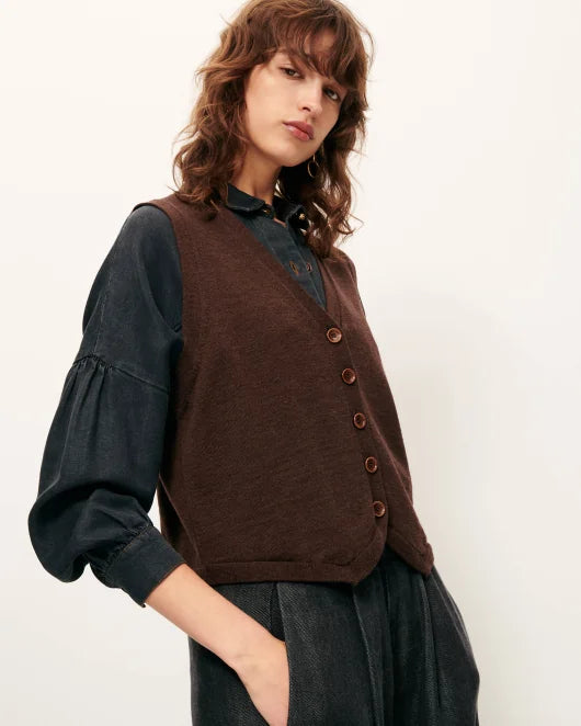 Sessun Giancarlo Sleeveless Cardigan Coffea