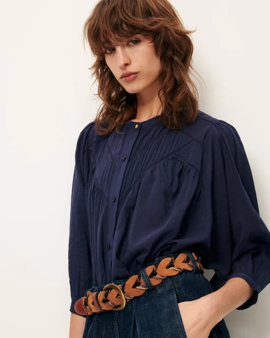 Sessun Savi Puff Sleeve Blouse Indigo