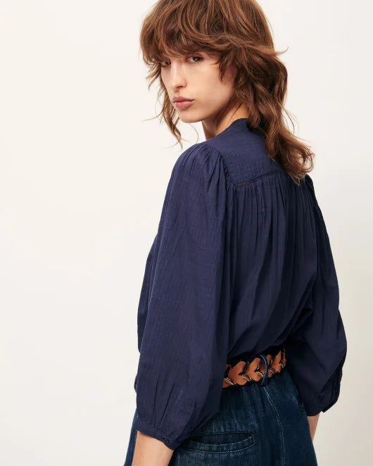 Sessun Savi Puff Sleeve Blouse Indigo