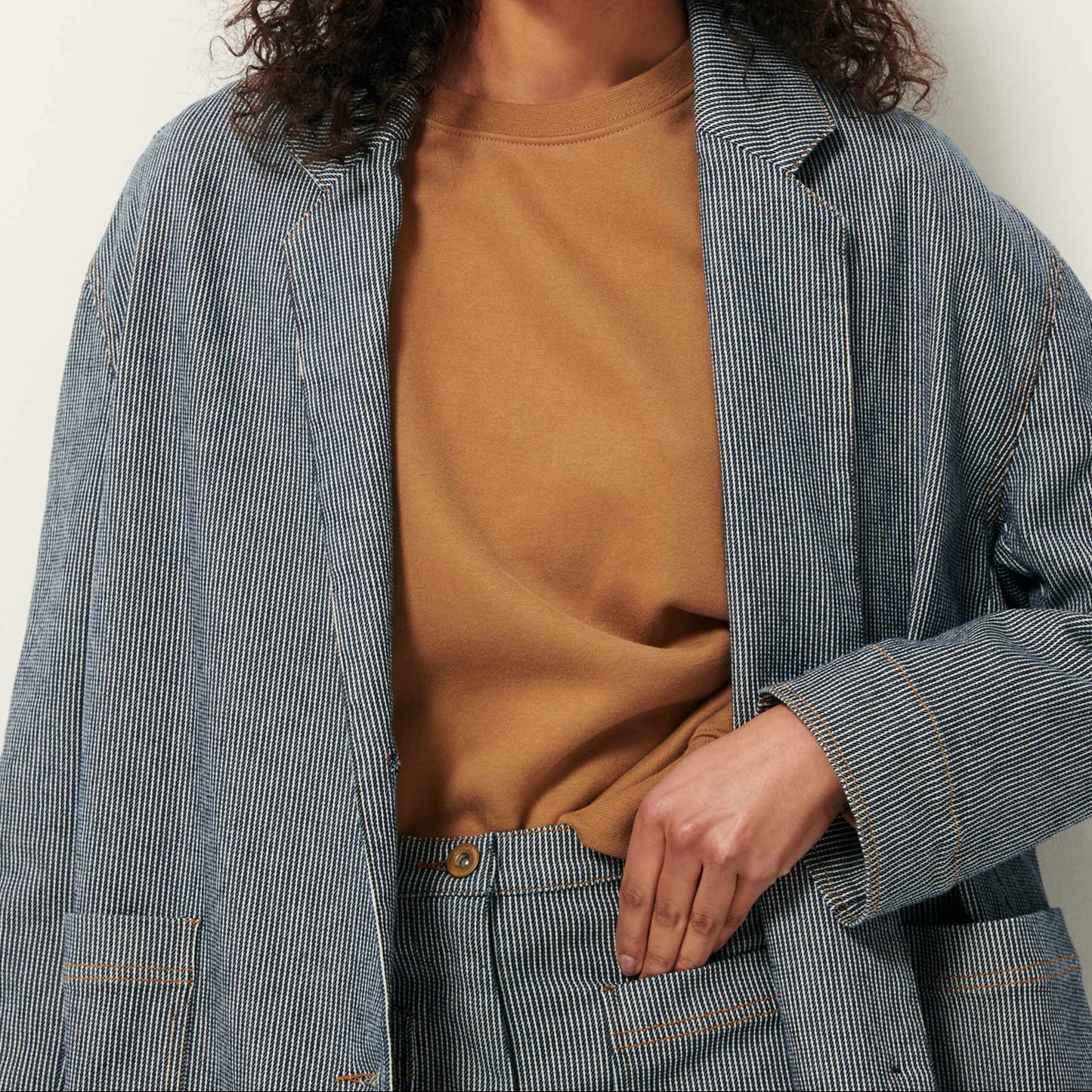 Sessun Trani Striped  Jacket Coutil Blue