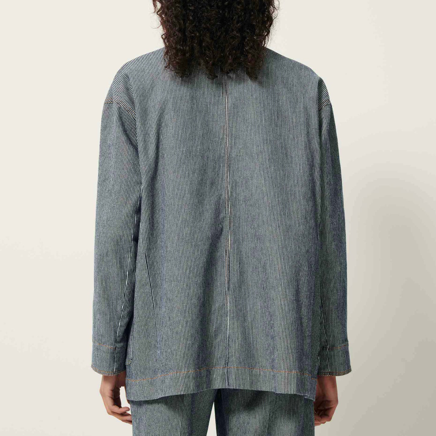 Sessun Trani Striped  Jacket Coutil Blue