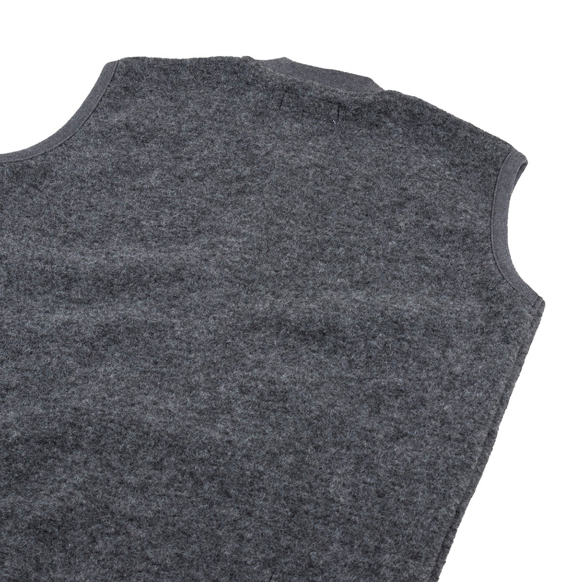 Universal Works Wool Fleece Zip Waistcoat Grey Marl