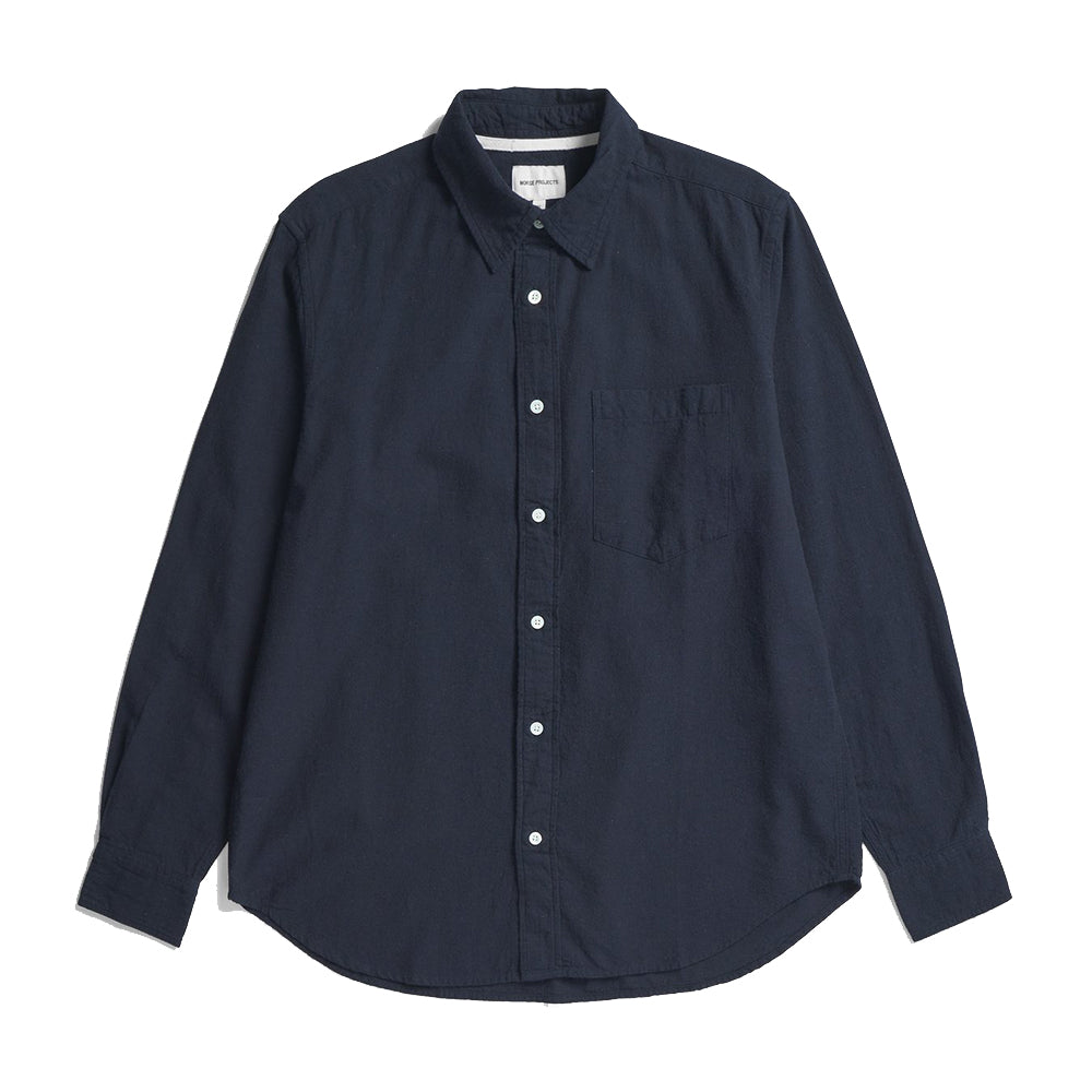 Norse Projects Algot Relaxed Cotton Linen Shirt Dark Navy