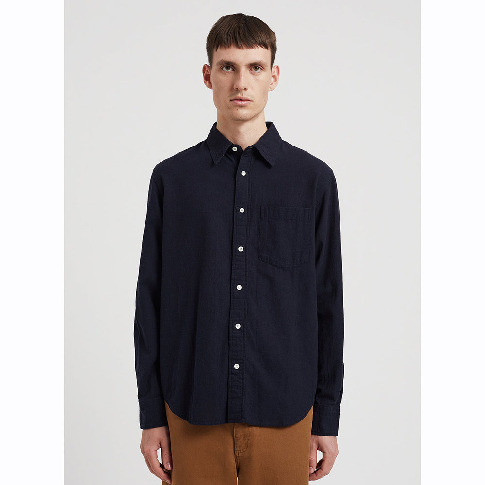 Norse Projects Algot Relaxed Cotton Linen Shirt Dark Navy