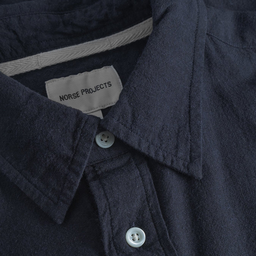 Norse Projects Algot Relaxed Cotton Linen Shirt Dark Navy
