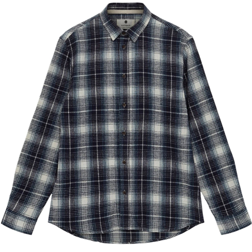 Anerkjendt Akleif Flannel Check Shirt Sky Captain