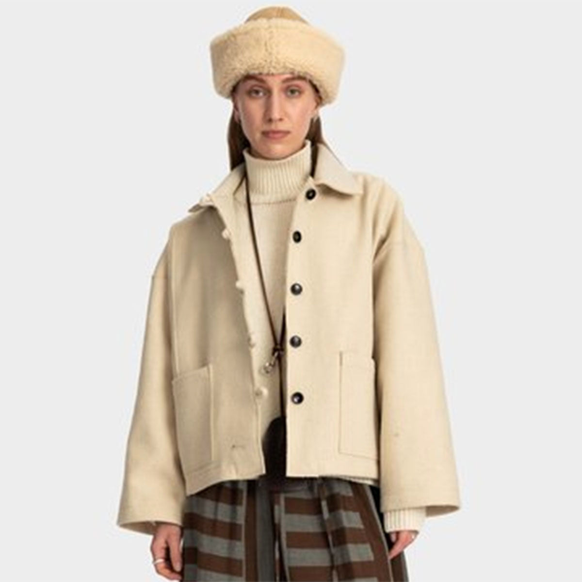 Cawley Studio Anya Wool Patchworked Stripe Anya Jacket