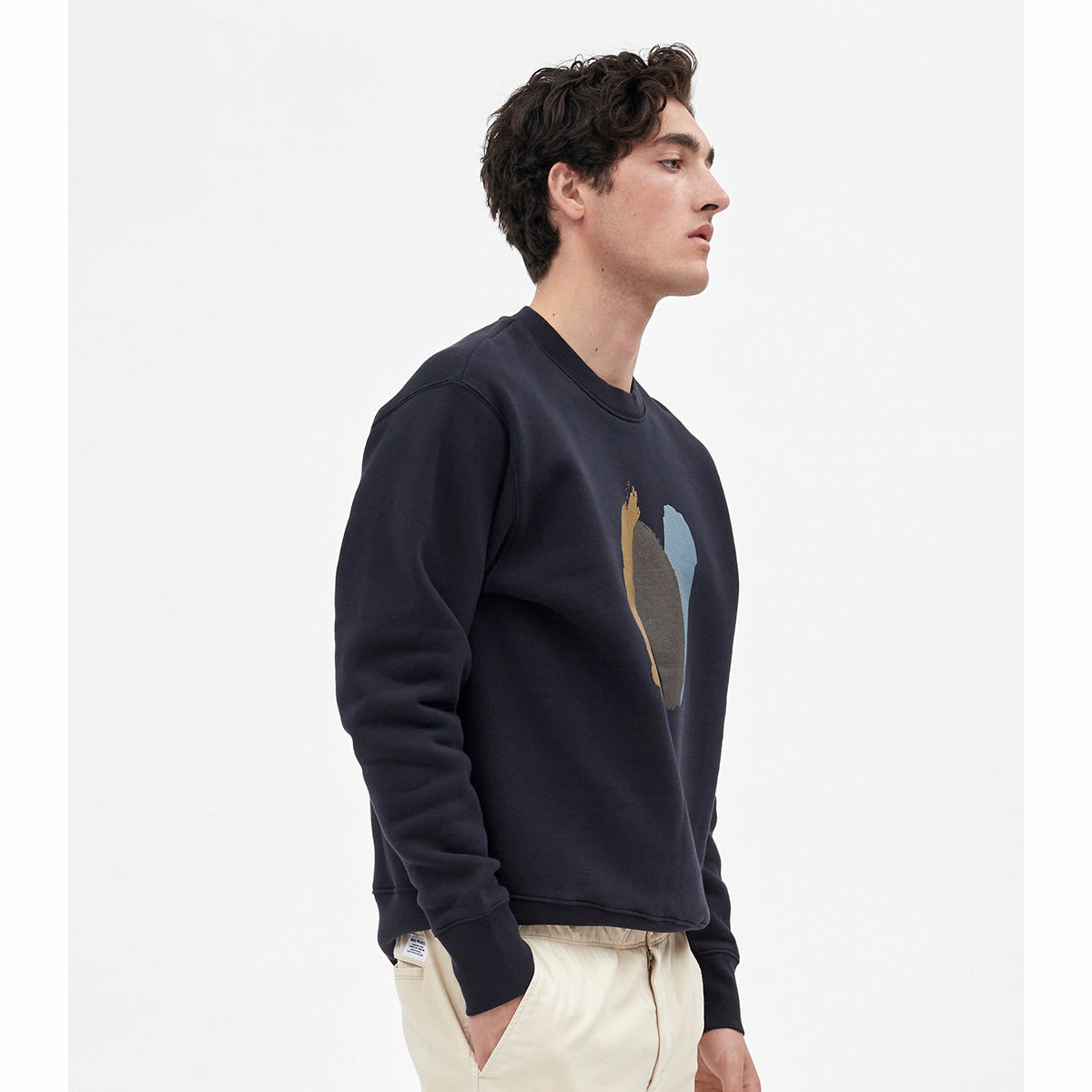 Norse Projects Arne Relaxed Brush N Logo Sweat Dark Navy