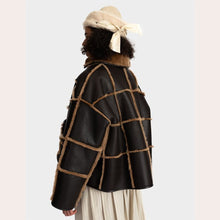 Load image into Gallery viewer, Cawley Studio Avis Check Leather Jacket Chocolate / Tan reversible
