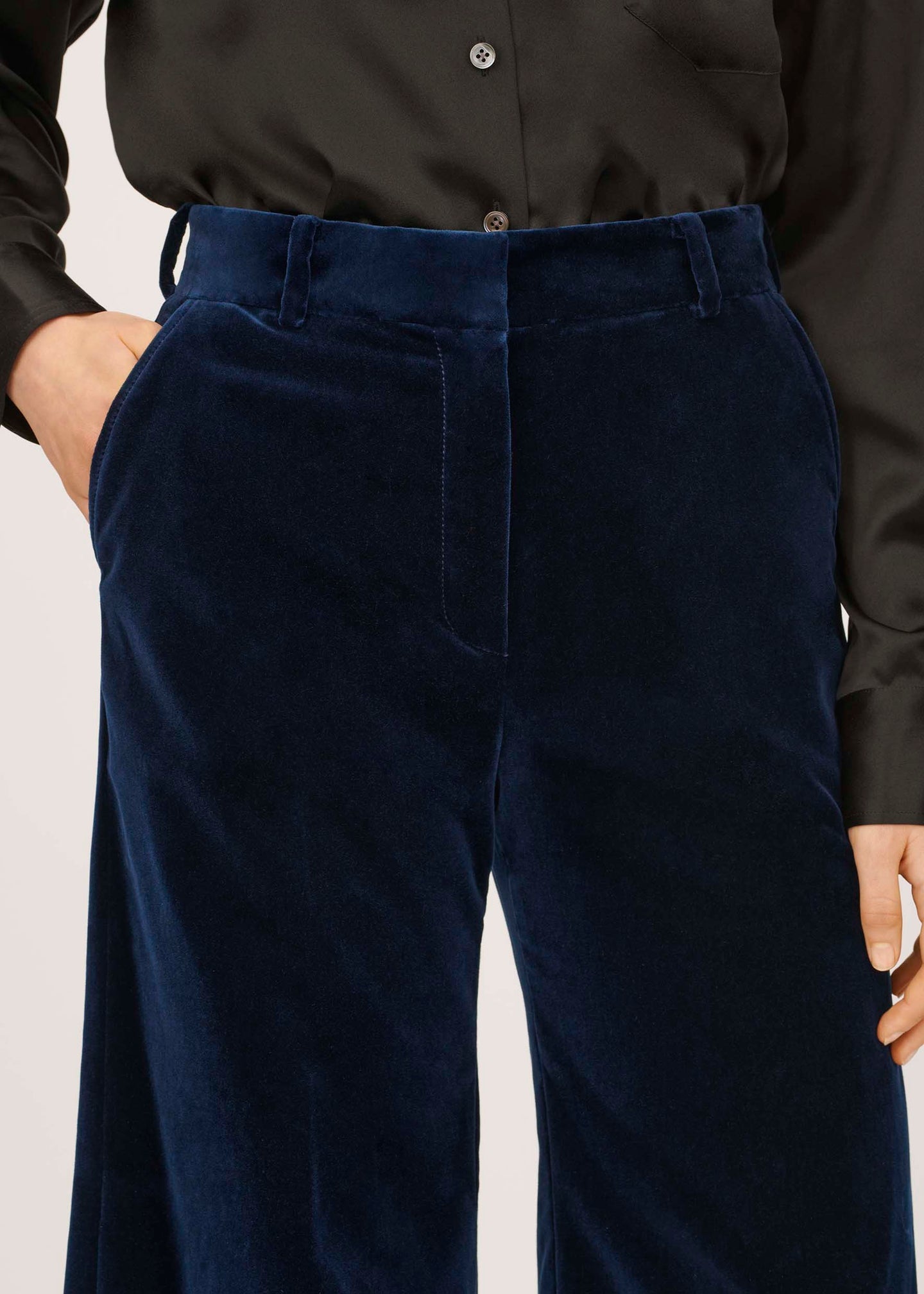 Bella Freud Bianca Trousers Velvet Dark Marine