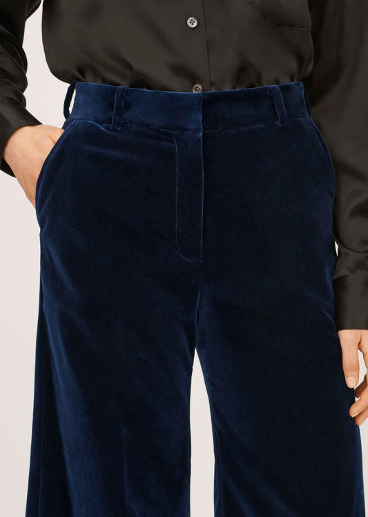 Bella Freud Bianca Trousers Velvet Dark Marine