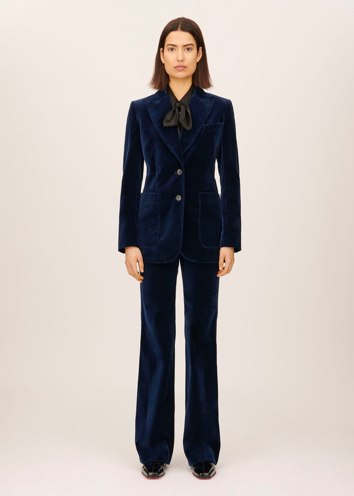Bella Freud St James Velvet Jacket Dark Marine