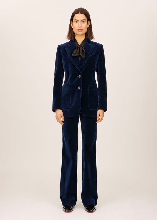 Bella Freud St James Velvet Jacket Dark Marine