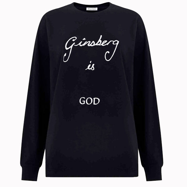 Bella Freud Ginsberg Is God Long-Sleeved T-Shirt Black