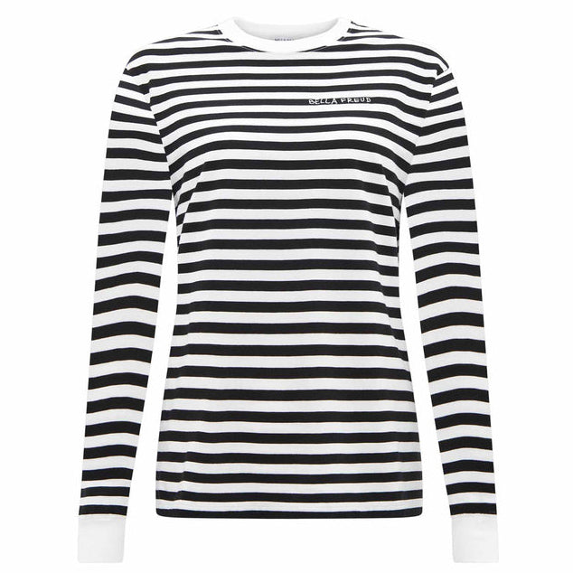 Bella Freud Long Sleeved Stripe T-Shirt Black / White Stripe