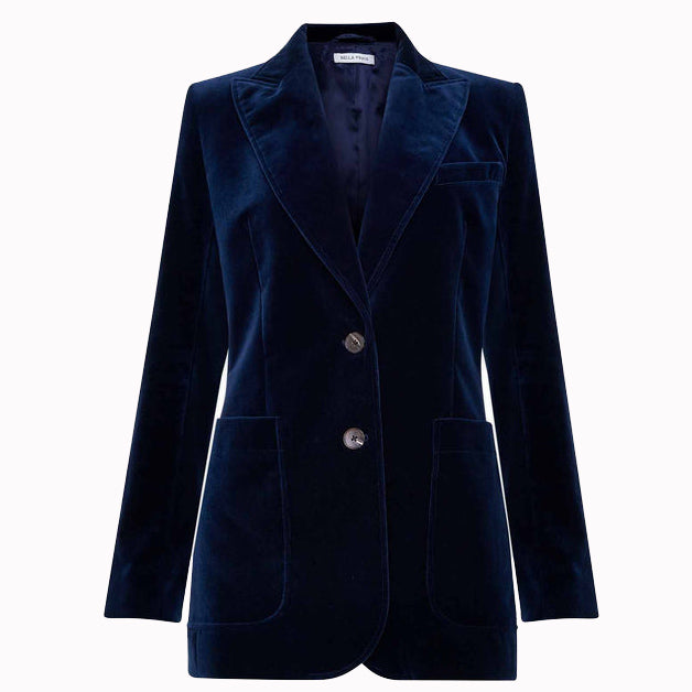 Bella Freud Velvet Saint James Jacket Dark Marine