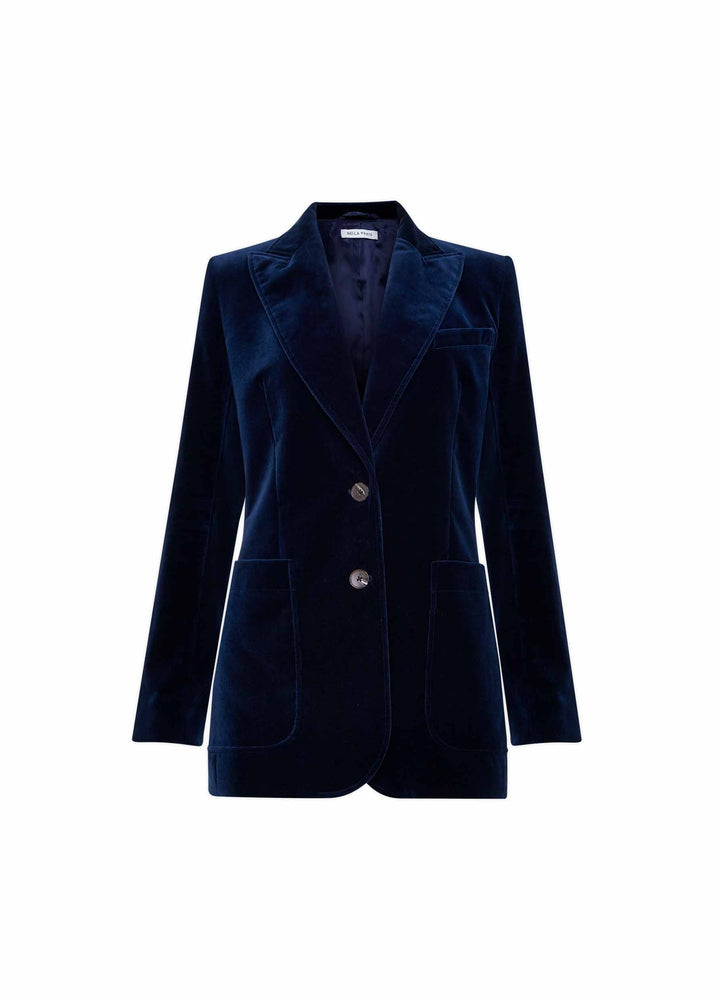 Bella Freud St James Velvet Jacket Dark Marine