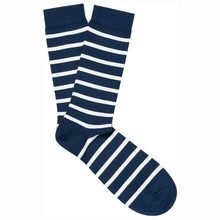 Load image into Gallery viewer, Sunspel Cotton Stripe Socks Navy/White
