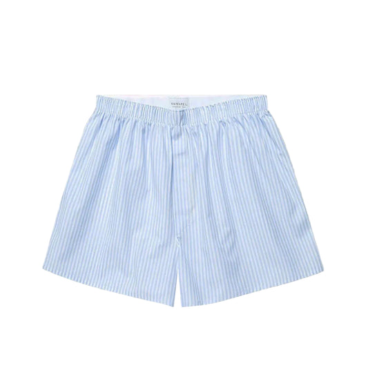 Sunspel Boxer Short White/Light Blue Stripe