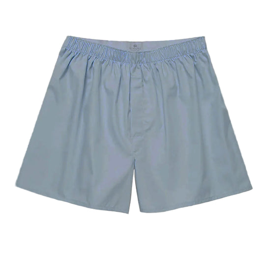 Sunspel Cotton Poplin Boxer Short Plain Blue