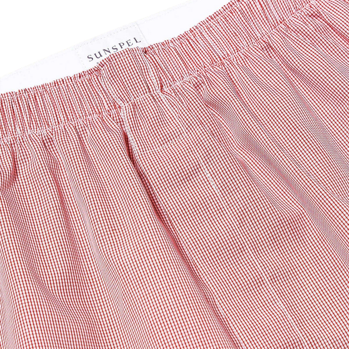 Sunspel Classic Boxer Shorts Red Micro Gingham