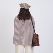 Load image into Gallery viewer, Cawley Studio Japanese Striped Shirting Brookes Shirt Natural/Blue/Brown
