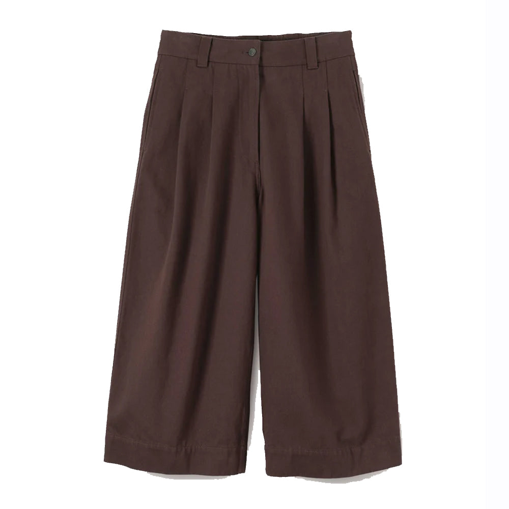 MHL W' Pleated Culottes Worn Cotton Drill Mahogony