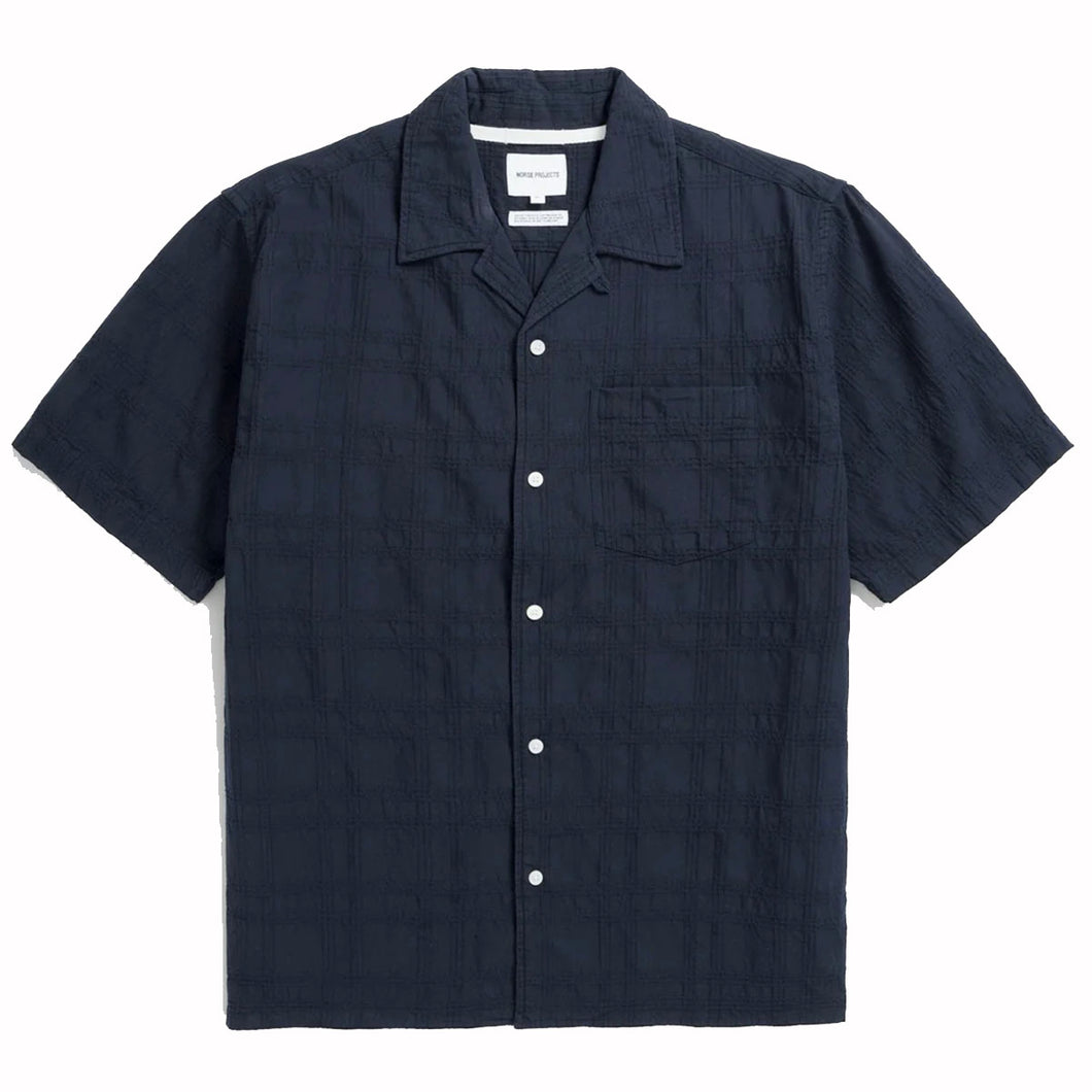 Norse Projects Carsten Relaxed Dobby Check Shirt Dark Navy