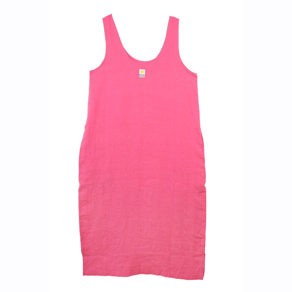 L.F. Markey Basic Linen Shift Dress Fuchsia