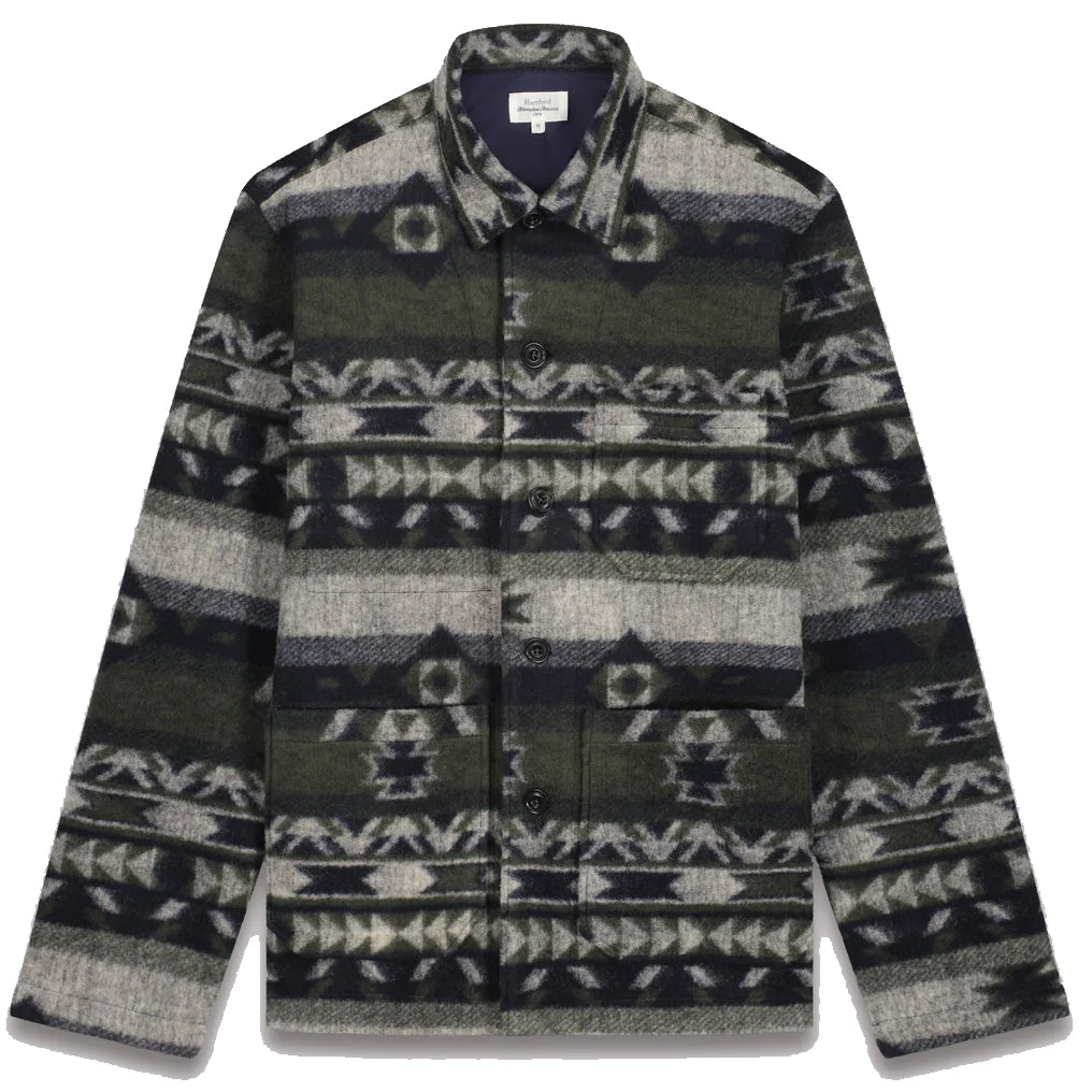 Hartford Perry Knitted Jacket Navy & Green