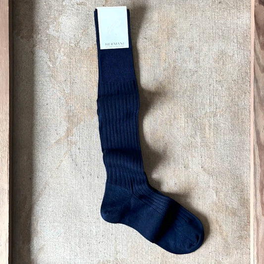 Hermani Cashmere-Silk Knee High Navy