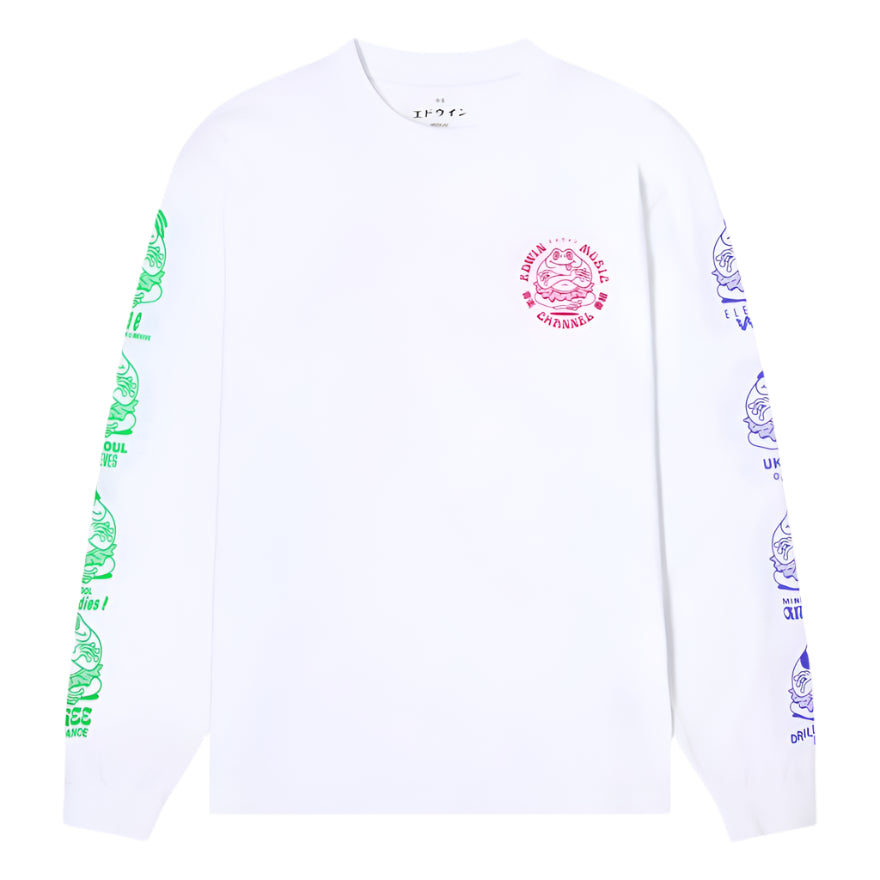 Edwin Music Channel LS T-Shirt White / Red