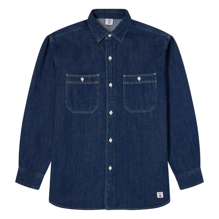 Edwin Mono Work Shirt Blue Dark Used