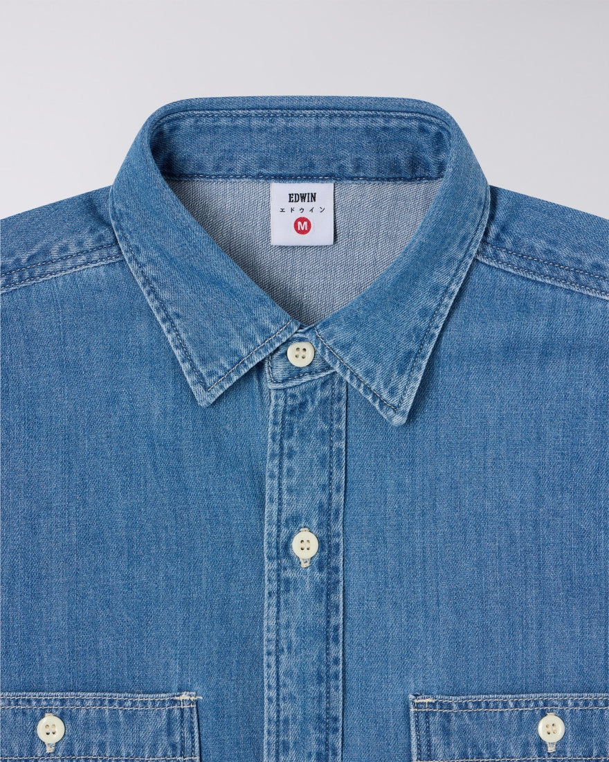 Edwin Mono Work Shirt Blue Light Used