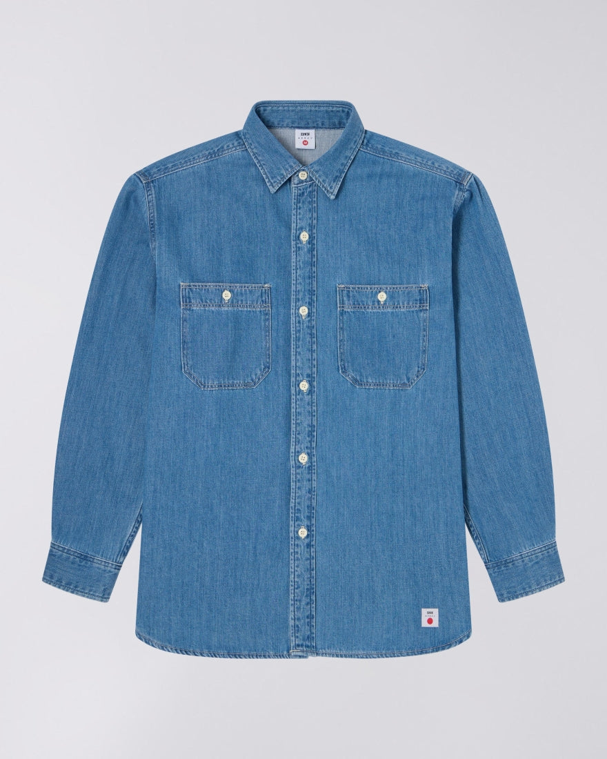 Edwin Mono Work Shirt Blue Light Used