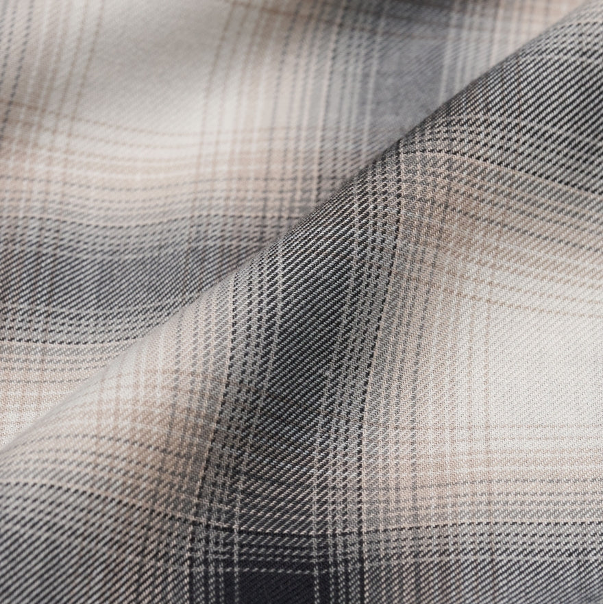 Edwin Open Collar Plaid Shirt Beige / Black