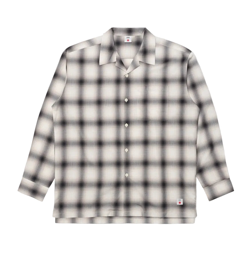 Edwin Open Collar Plaid Shirt Beige / Black